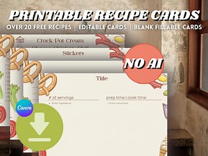 Printable Recipe Cards Instant Download Editable Free Recipes Custom Recipe Card Template - Etsy Canada