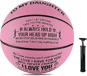 Personalized Daughters Basketball Gifts, to My Daughter Leather Basket Ball 29.5 Inch Indoor Engraved Basketball Birthday Graduation Christmas