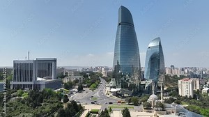 Baku city. Republic of Azerbaijan. View of Baku from a drone