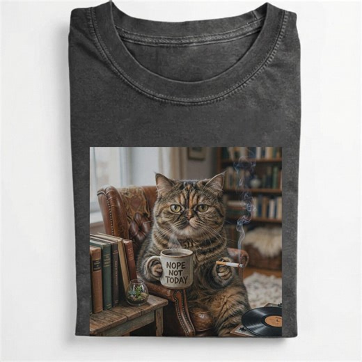 Smoking Cat Shirt, Nope Not Today Meme Tee, Funny Cat Lover Graphic, Unisex Streetwear,edgy Dark Humor Cat T-shirt, Novelty Meme Graphic Tee - Etsy
