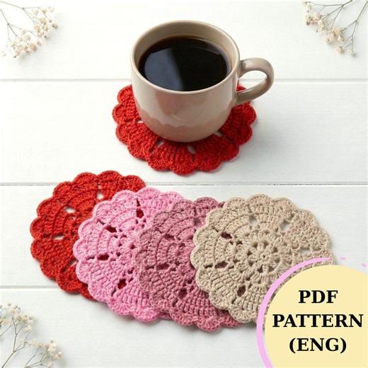 Crochet Heart Coaster Pattern – DIY Valentine’s Day Gift & Decor PDF Pattern Tutorial - Etsy