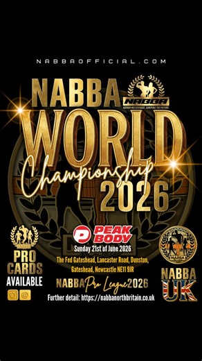 NABBA OFFICIAL | 2026 NABBA WORLD CHAMPIONSHIP 🏆🏆🏆 NABBA UK unleashes the ultimate global showdown — the 2026 NABBA WORLD CHAMPIONSHIP — landing in... | Instagram