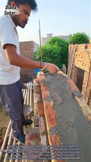 Amazing Brick Beam Construction Technique | Faster & Stronger Masonry Work