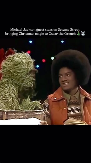 veronicajj on Instagram: "Michael Jackson guest stars on Sesame Street, bringing Christmas magic to Oscar the Grouch, 1978 #michaeljackson #christmas"