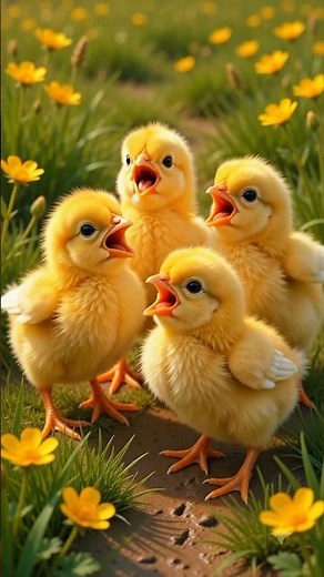 🐥 Cute Baby Chicks Exploring Green Fields 🌿 | Tiny Chicks Playing Near River 🦋 | #babychicks