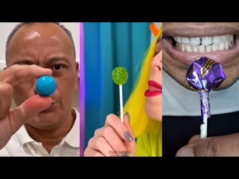 Blue Candy vs Green Lollipop vs Purple Candy Challenge | ASMR Candy Eating Sounds