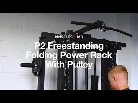 Phase 2 Freestanding Folding Squat Rack w/ Pulley - MuscleSquad