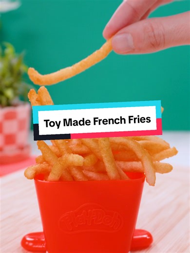 Making ACTUALLY EDIBLE Fries using a KID’S TOY?! ✨Recipe: Ingredients: • 4 cups mashed potatoes • 1 cup cornstarch • 1 tsp salt • Oil, for frying Directions: 1. Peel, cut, and boil the potatoes until fork-tender. Drain well, then mash until smooth with no large lumps. 2. In a bowl, mix the cornstarch and salt, then add the mashed potatoes. Stir until a firm, moldable dough forms. 3. Load the potato dough into a clean, toy dough extruder and press out fry shapes onto a parchment-lined tray. Cut t