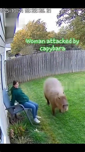 Woman attacked by capybara and American dog in her garden #attacked #dog #saves