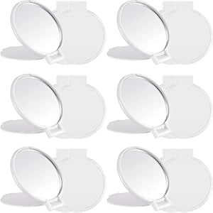 Jetec 12 Pieces Compact Mirrors Bulk, Mini Folding Pocket Mirrors for Purse, Small Portable Makeup Stuffs for Travel, Girls, Party Favors, Wedding Birthday Goodie Bags (White)