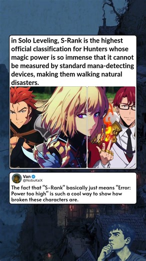 in Solo Leveling, S Rank is the highest official classification for Hunters whose magic power is so