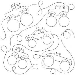 Monster Truck End-to-End Quilting Embroidery Design
