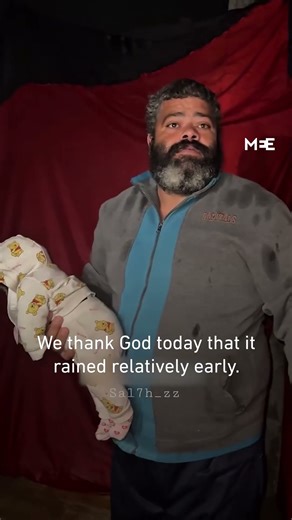 Father forced to flee flooded tent with newborn in Gaza
