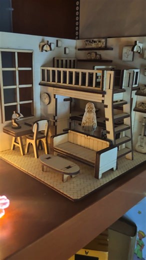 🏙️📚 Studio Apartment Book Nook — a modern miniature full of cozy city vibes! With layered details and a lived-in feel, this laser cut design turns your bookshelf into a tiny urban retreat. 📥 Download the file – link in bio! #booknook #diorama #lasercutting #cnc #decor | Vector-Painter