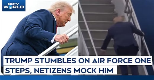 Trump Latest | Trump's Tumble On Air Force One Goes Viral, Internet Compares It To Joe Biden's Fall