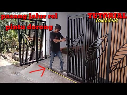 cara pasang dan setting jalur rel pada pintu dorong atau geser motif daun (full sampai selesai)