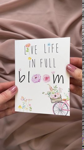 Live Life In Full Bloom Spring Greeting Card Set,Gift for Friend,Easter Card,Floral Spring Card,Flower Card,Mother's Day Card Made in USA (1 Single Card)