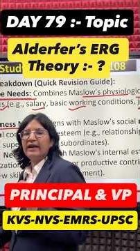 DAY 79 :- Topic is ‘Alderfer’s ERG Theory ? :- Important topic for Principal & Vice Principal Exams