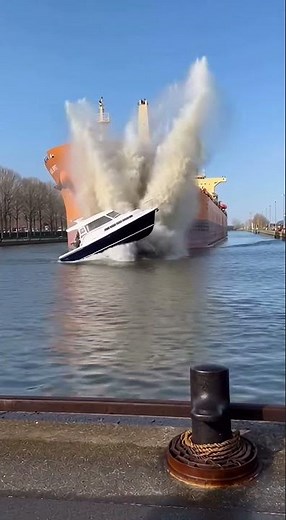 Huge Rogue Wave Smashes Small Yacht Into Massive Ship At Welland Canal