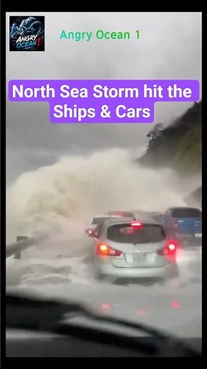 North Sea Storm Waves Vs Ships & Cars!🌊🚢🚘#short #shortsfeed #trendingshorts #northseastorm