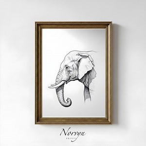 Vintage Elephant Wall Art Print, Wildlife Animal Illustration, Animal Wall Art, Printable Wall Art, Digital Download, Nature Decor - Etsy