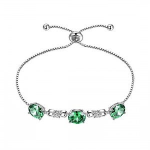 May Birthstone Bracelet 925 Sterling Silver Green Emerald Bracelets Women Girl Jewelry Valentines Christmas Birthday Mother's Day Gift for Mom/Grandma