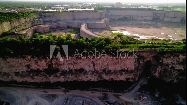 Thornton Quarry's Massive Stone Arch and rail bridge: Gateway Between Excavation Sites in Illinois Limestone Quarry