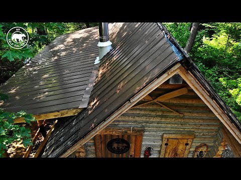 Installing a Metal Roof on an Off Grid Log Cabin Alone | Alaska Update