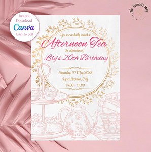 INSTANT DOWNLOAD | Afternoon Tea Invitation | Editable Canva Template | Birthday Invitation | High Tea - Etsy UK