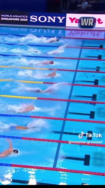 🇫🇷Maxime vs 🇨🇭Noe vs 🇮🇹Thomas. What a final in the men’s 50m butterfly final!🥇🥈🥉 #aquasingapore25 #swimming #Maximegrousset