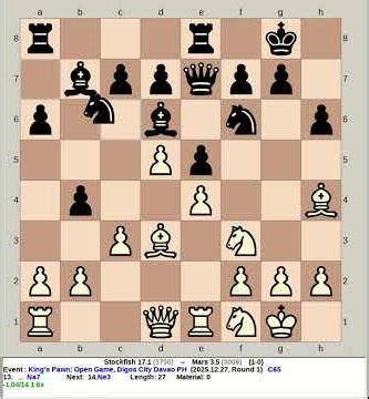 Stockfish 17.1 vs Mars 3.5 | King's Pawn: Open Game #chess