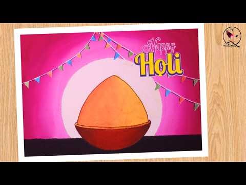 HAPPY HOLI Drawing / Easy HOLI Drawing / HOLI FESTIVALS drawing