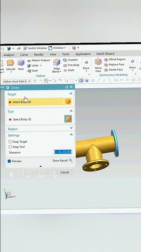How to combine two parts and convert them into one single part in NX #shorts