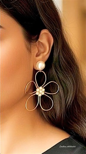 Cute Flower Earring Diy😱🔥 #diy #earrings #trending #ytshort #shorts