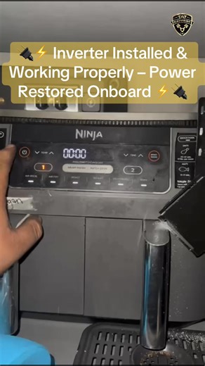 After completing the inverter installation, this unit was tested and confirmed to be working properly, delivering stable power to onboard accessories and equipment. A correctly installed inverter ensures safe, reliable electrical power without stressing the truck’s batteries or charging system.💡 Why proper inverter operation matters:An inverter converts DC battery power into usable AC power for items like refrigerators, chargers, microwaves, tools, and electronics. When installed and wired corr