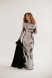 Metallic Silver Maxi Dress: Bohemian Evening Gown - Etsy