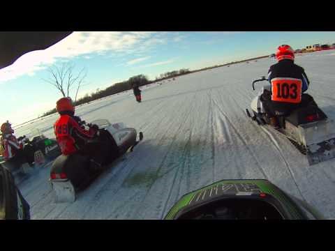 Vintage Snowmobile Oval Race - 1976 Arctic Cat Sno Pro vs 1977 340z