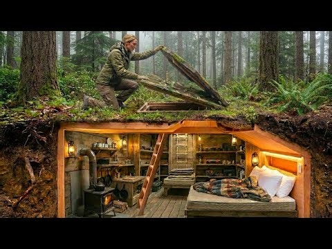 Building an Underground House in the Forest (ASMR) | Woman Builds a Survival Shelter Alone