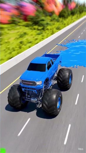 Magical Monster Truck Color Change! Red, Blue, Green 🔴🔵🟢