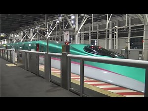 新函館北斗駅の新幹線⇔在来線間の直通改札口と停車中のE5系はやぶさ