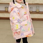 Kids Girls' Down Jacket Puffer Jacket Graphic Sports Pocket Keep Warm Windproof Outdoor Coat Outerwear 4 years