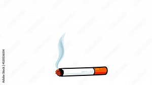 Cigarette with smoke cartoon animation. Short smoke version. Seamless loop and alpha channel. Smoking, health, ilness, etc... Stock Video