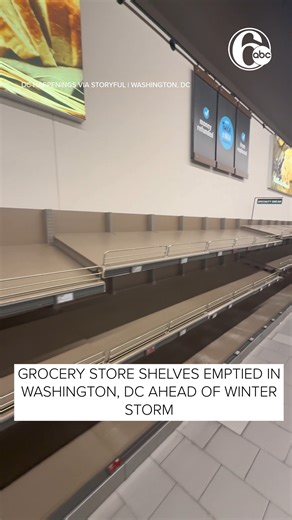 Shelves at a grocery store in Washington, DC, were left empty on Friday, as residents stocked up ahead of the winter storm. | 6abc Action News