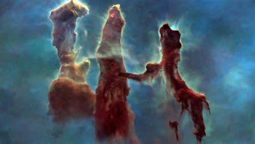 Three-dimensional representation of the Pillars of Creation from Webb and Hubble data