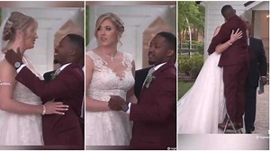 "Love wins": Man stands on ladder to support his height as he kiss wife in video