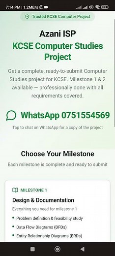 azani internet service provider kcse computer project milestone 1 and 2