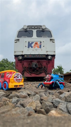 Real Train VS Choo Choo Charles toys l Real On The Railway Track! #train #railroadcrossing #shorts