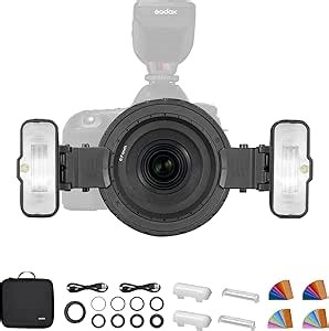 Godox MF12-K2 Macro Flash Kit, Two-Light Kit 2.4G TTL Flash with Built-in Lithium Battery to Cover 500 Flashes and Recycle in 0.01-1.7 Sec for Macro Shooting, Portrait Shooting, Jewelry Shooting