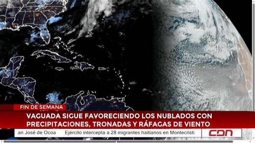 #CDN #Lluvias #Indomet #CanaldeNoticias #CDN37 Las condiciones meteorológicas del país para esta tarde y hasta las primeras horas de la noche tendrán precipitaciones en forma de aguaceros, pudiendo ser fuertes en puntos aislados, acompañados de tronadas y ráfagas de viento. Las provincias que pudieran verse afectadas por las lluvias son: Monte Plata, Sánchez Ramírez, Duarte, La Vega, Monseñor Nouel, Santiago, Santiago Rodríguez, Espaillat, Puerto Plata, San Juan, Dajabón, Elías Piña, Barahona, P