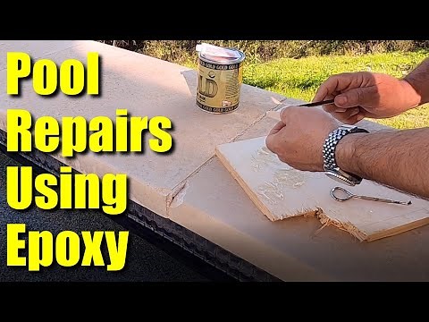 💦Pool Help 10 ● Using Epoxy to Repair Chipped Pool Coping & Travertine Patio Superior Gold Epoxy ✅